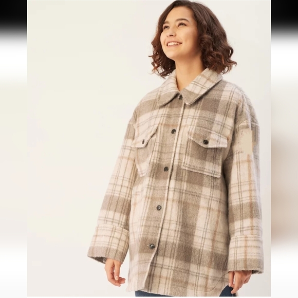 Mango Women's Beige Brown Checked Tailored Jacket - Picture 2 of 12